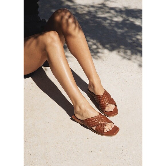 Bembien Tosca Slide Brown Woven Leather Summer Sandal Sz 40 EU Sz 9.5 US - Picture 1 of 14